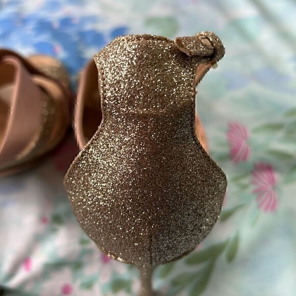 Sergio Rossi Scarpe Donna Rose Ribbon and Gold Glitter Heels - Picture 17 of 17